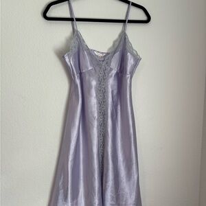 Michael F. Lavender Satin Lace-Trim Slip Dress/Nightgown Size M